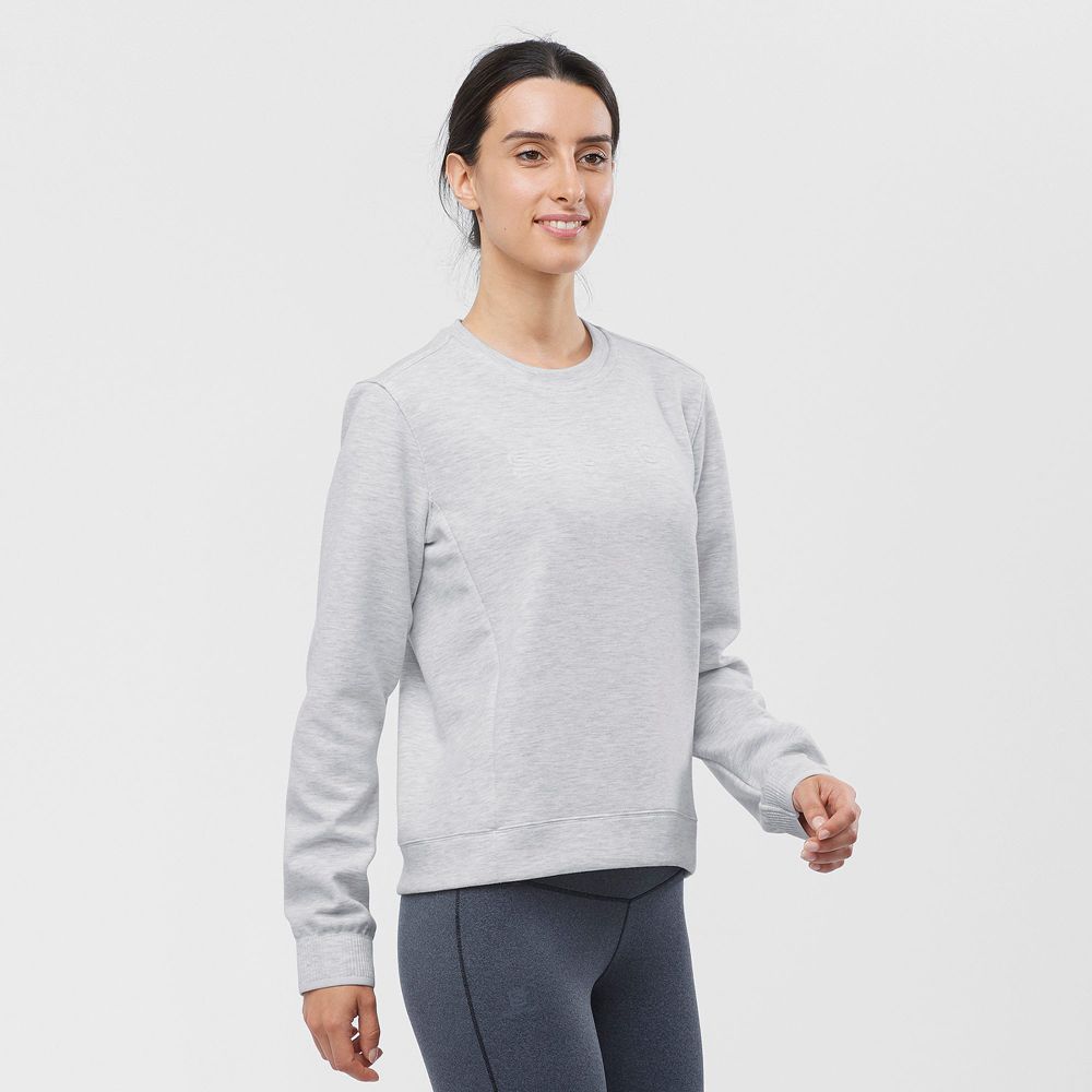 Salomon Singapore Womens Midlayers - COMET CREW NECK PULL W Grey | 39758-WZKF